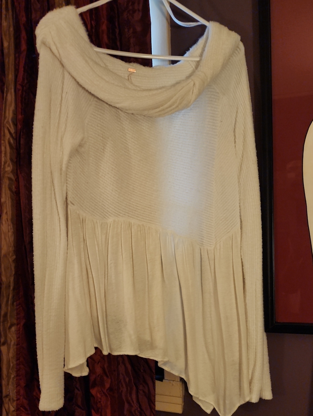 Free People Lily Cozy Cream Peplum Sweater Tunic